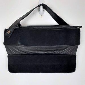 Myriam Gallego MGGM black suede leather handbag. Adjustable Telescoping. Vintage